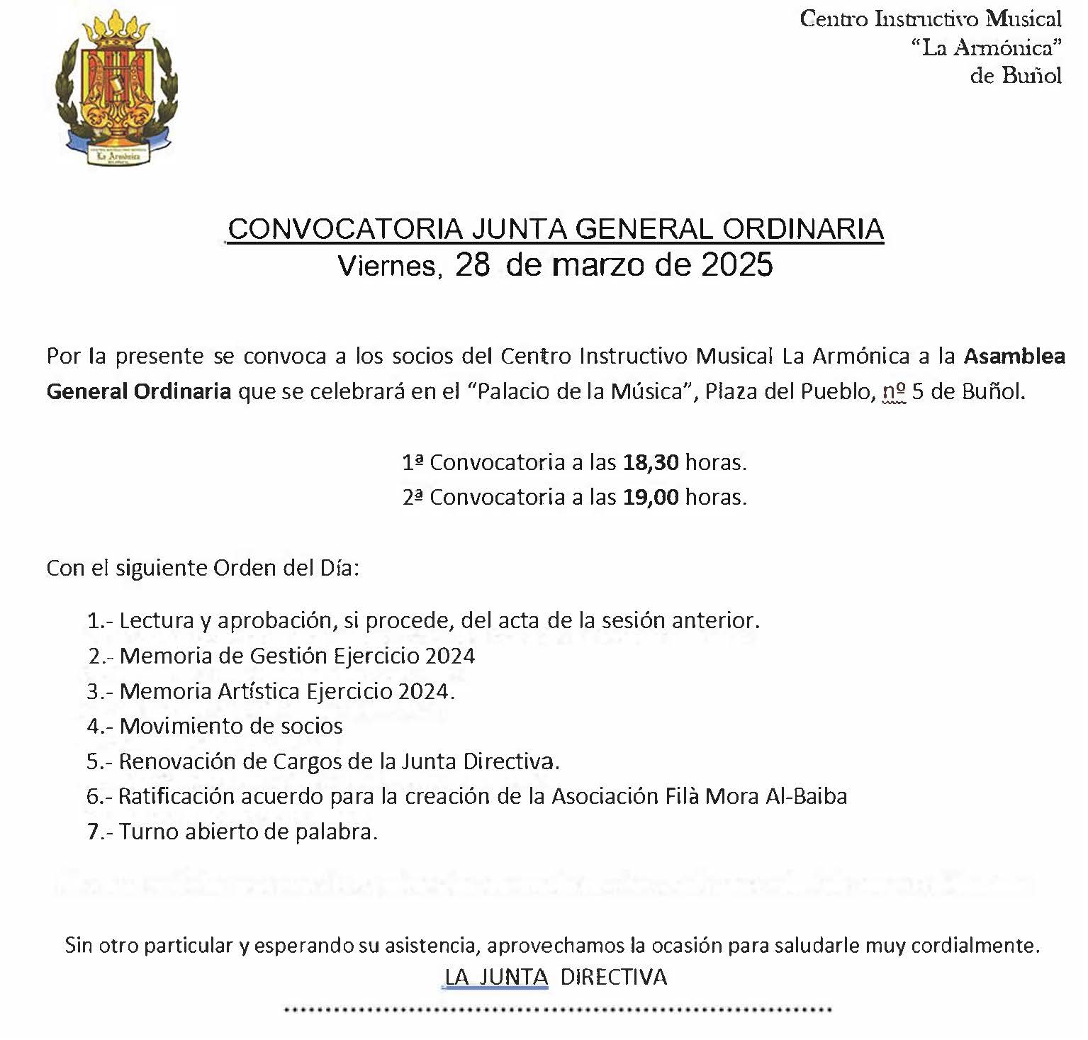 Convocatoria Junta General Ordinaria 2025